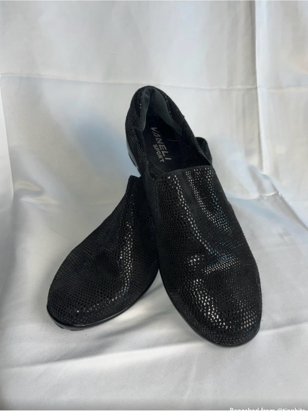 Vaneli Black Slip-On Flats with Subtle Sheen